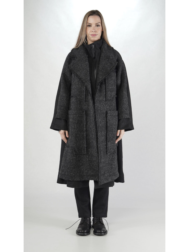 Rundholz - Zwei in Einser Leinenwoll Mantel - 2251261203