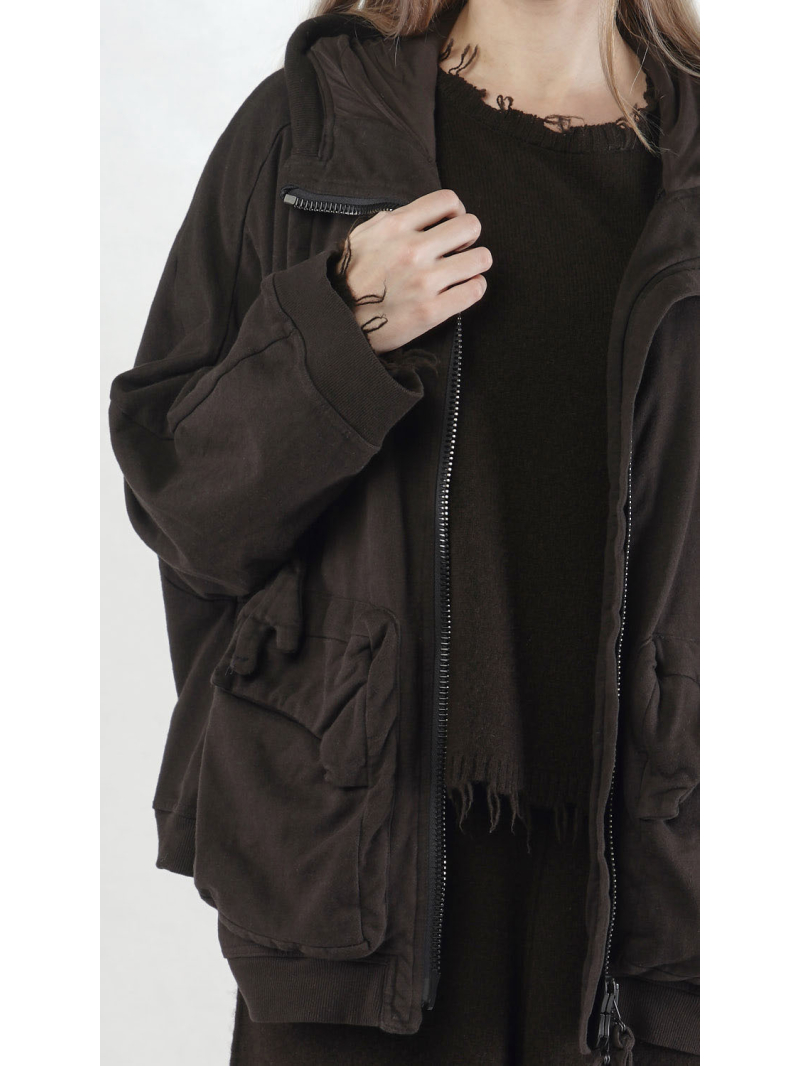 Rundholz - Hüftlange French Terry Jacke - 2251271107