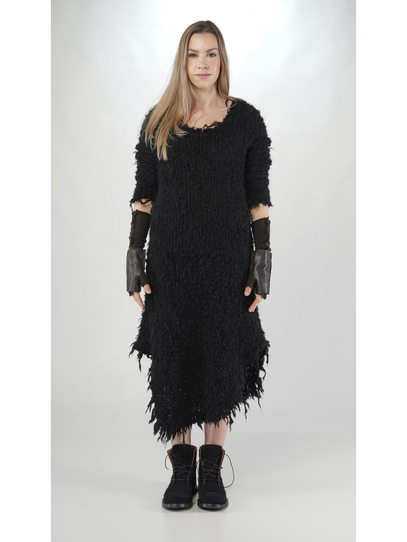 Bois rond - Gants en cuir d'agneau avec manchettes tricotées - 2251482009