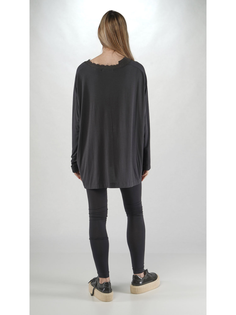 Rundholz - T-shirt évasé à col rond avec application de rayures - 2251700504