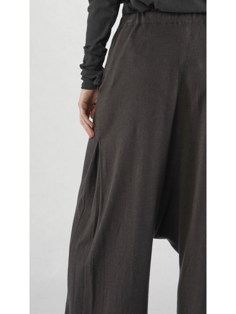 Bois rond - Pantalon en tricot de laine de lin avec des plis latéraux - 2251847608