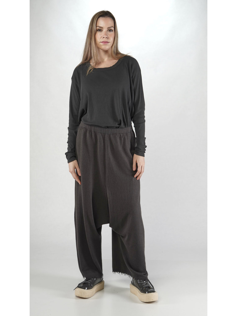 Bois rond - Pantalon en tricot de laine de lin avec des plis latéraux - 2251847608