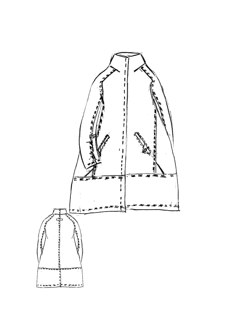 Rundholz DIP - Ausgestellter Bicolor Baumwoll Twillmantel - 2252121212