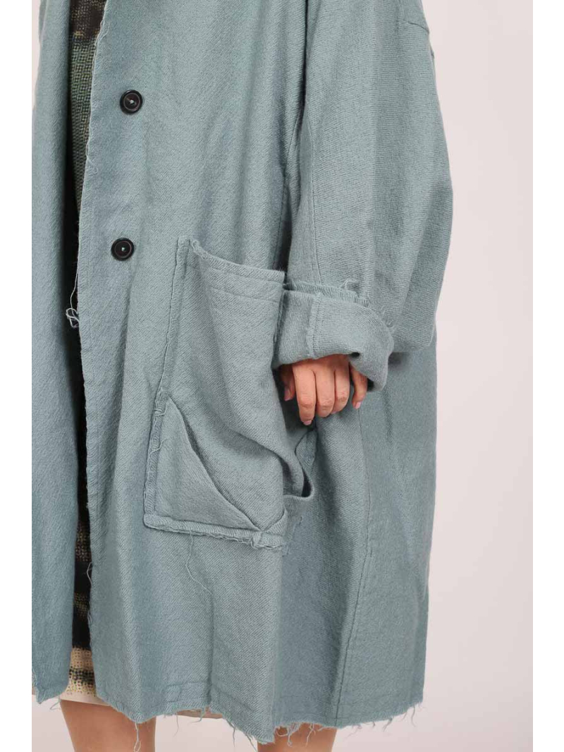 Bois rond DIP - Manteau de laine oversize avec col à revers et patte de boutonnage - 2252211206