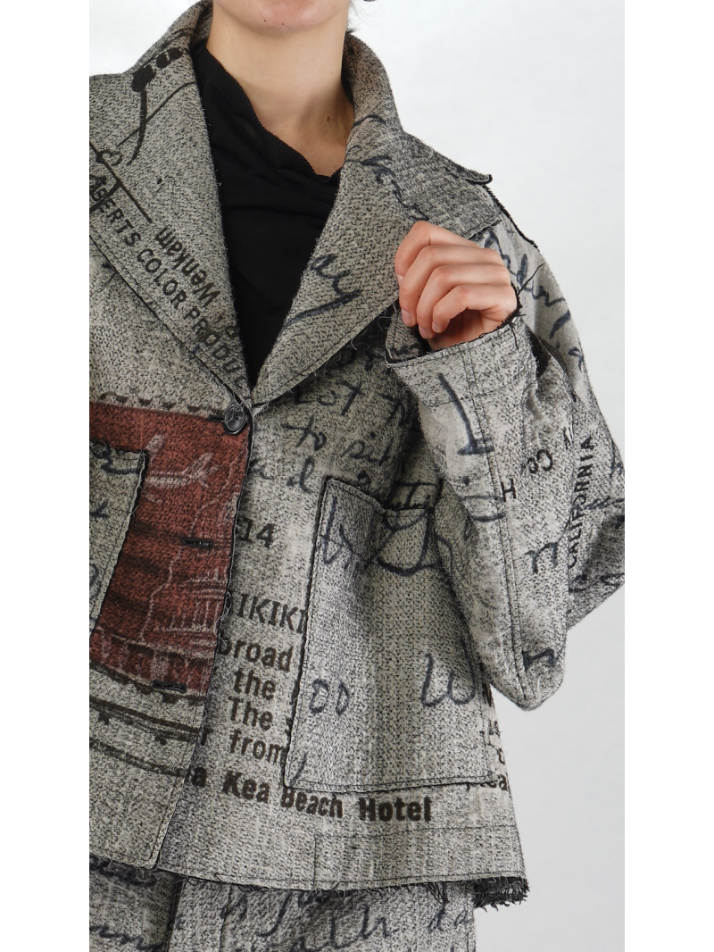 Rundholz DIP - Oversize Needle Punch Jacke mit Allover Druck - 2252281104