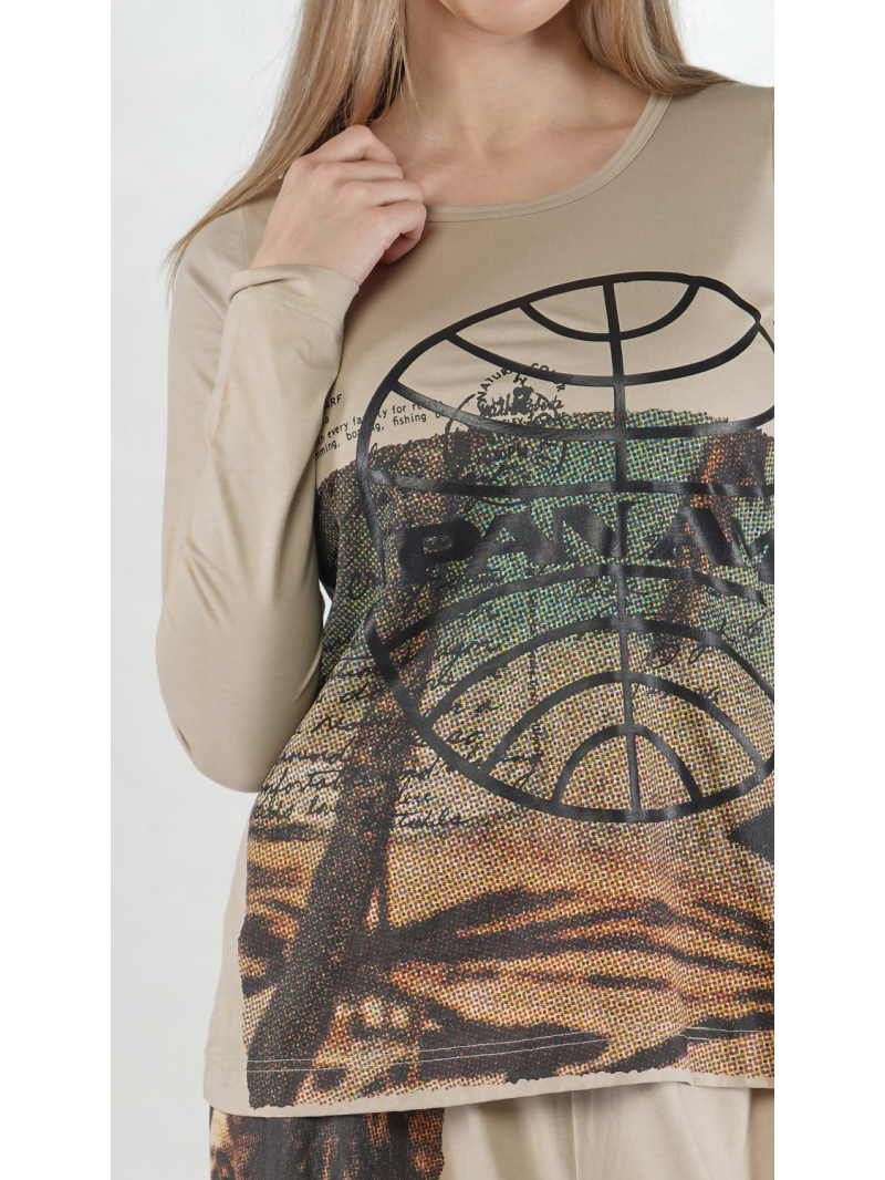 Rundholz DIP - Dip Langarm-T-Shirt aus 100% Baumwolle mit Druck - 2252300502