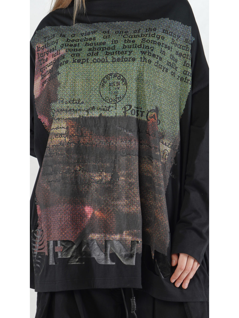 Rundholz DIP - Ballonförmiges Jersey Shirt mit Platziertem Digital Druck - 2252300504