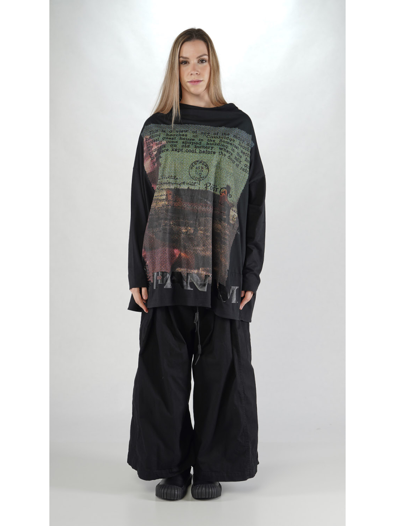 Rundholz DIP - Ballonförmiges Jersey Shirt mit Platziertem Digital Druck - 2252300504