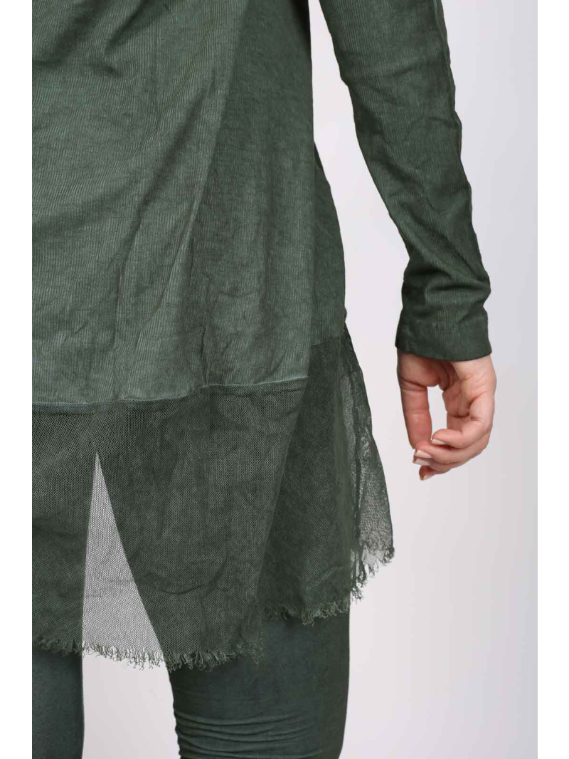 Rundholz DIP - Ausgestelltes Baumwoll-T-Shirt mit Mesh-Kante - 2252340505