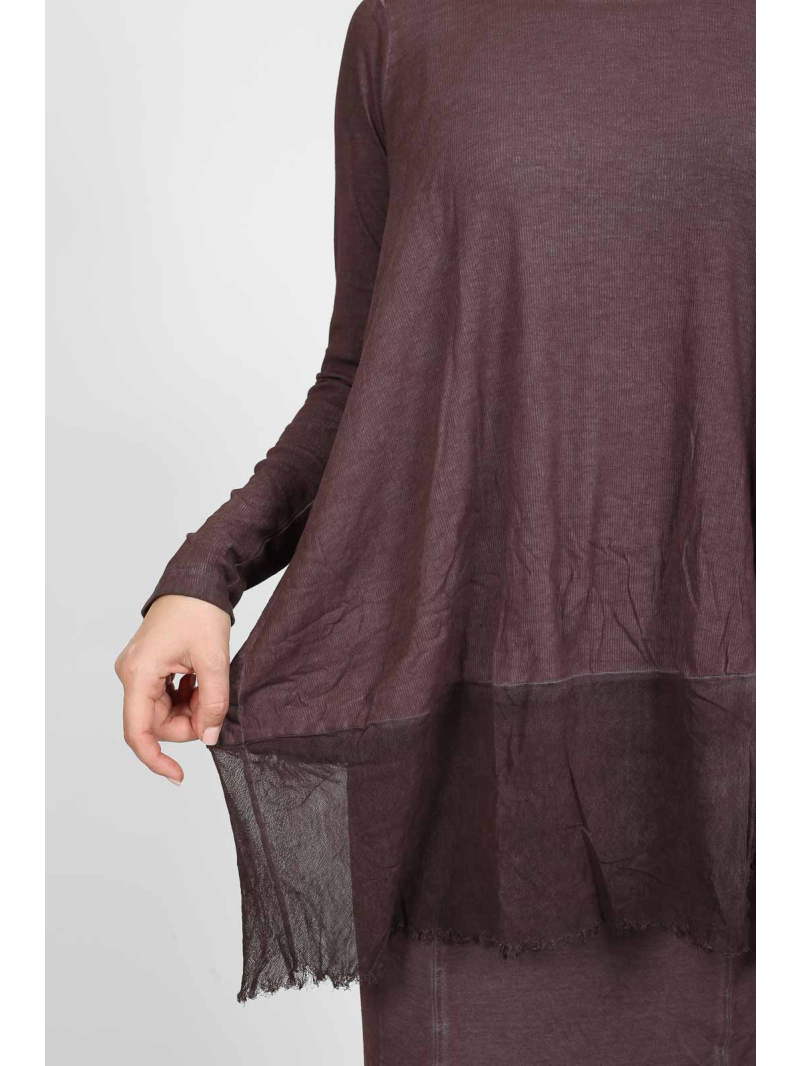 Rundholz DIP - Ausgestelltes Baumwoll-T-Shirt mit Mesh-Kante - 2252340505