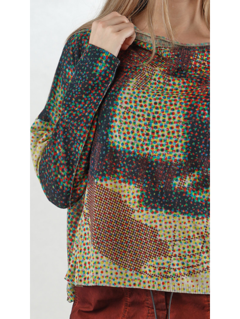 Rundholz DIP - Baumwoll Leinen Pullover mit Allover Druck - 2252450702