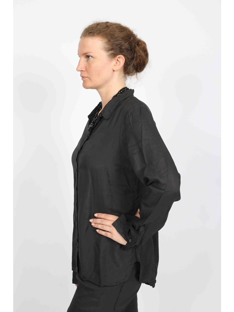 Bois rond DIP - Blouse en cupro avec ourlet asymétrique et détails de boutons - 2252470402