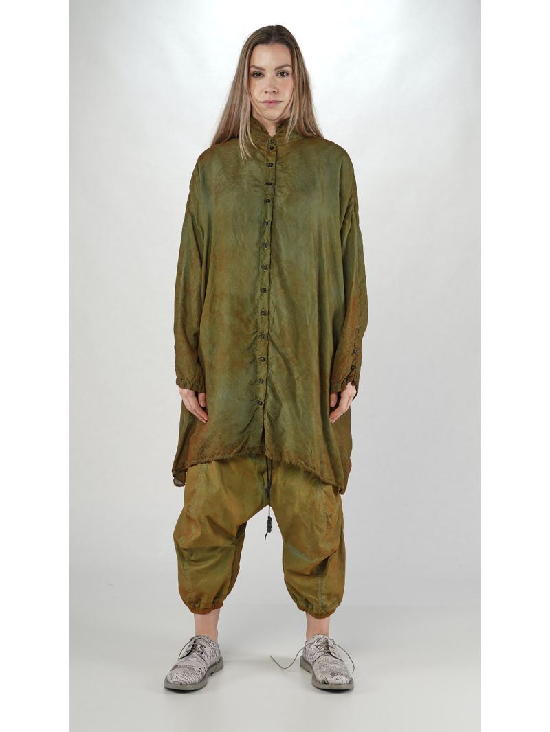 Bois rond DIP - Robe oversize en cupro avec col chemisier et plis - 2252470903