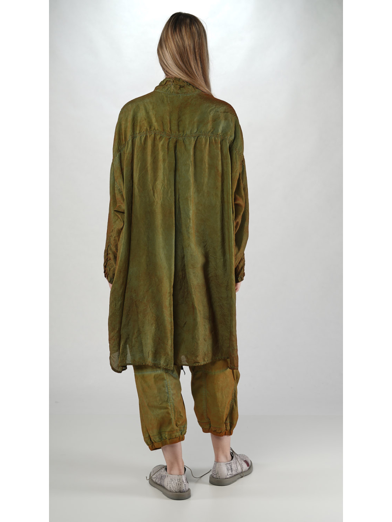 Bois rond DIP - Robe oversize en cupro avec col chemisier et plis - 2252470903