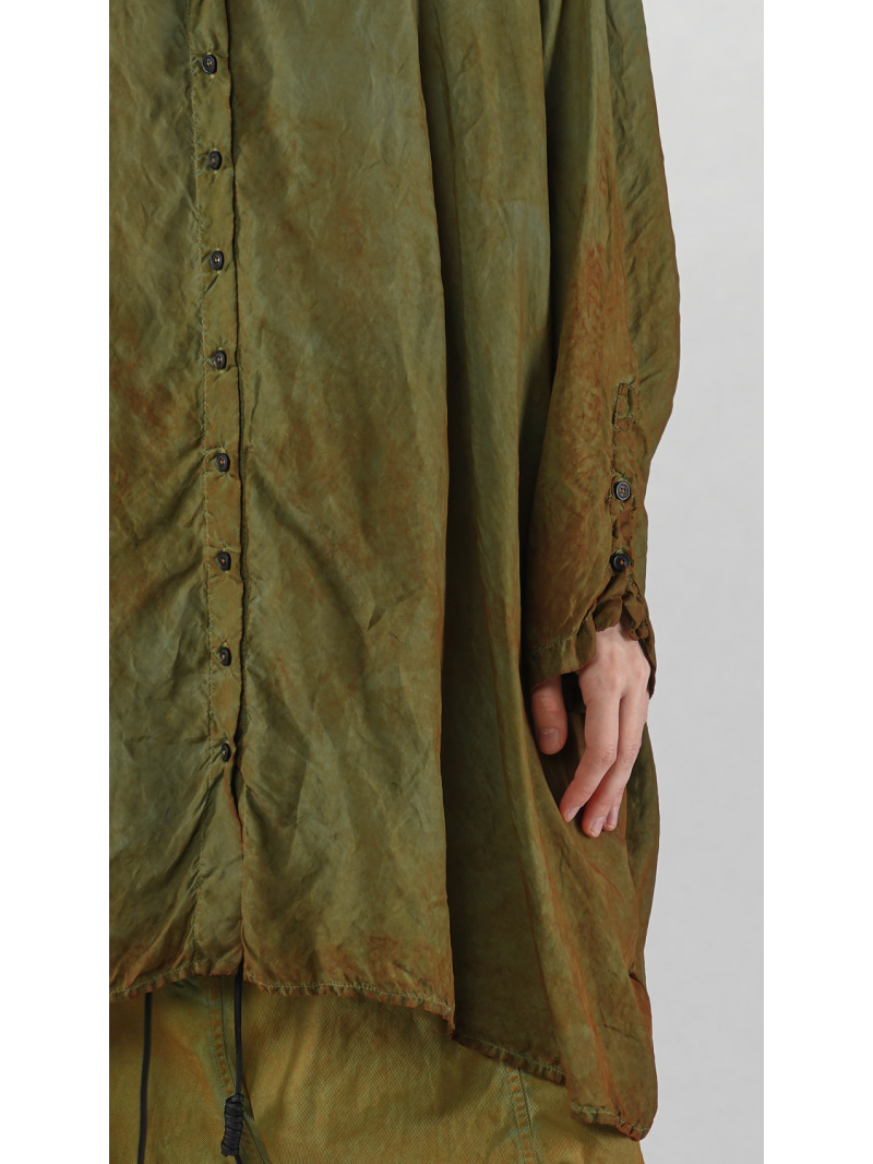 Bois rond DIP - Robe oversize en cupro avec col chemisier et plis - 2252470903