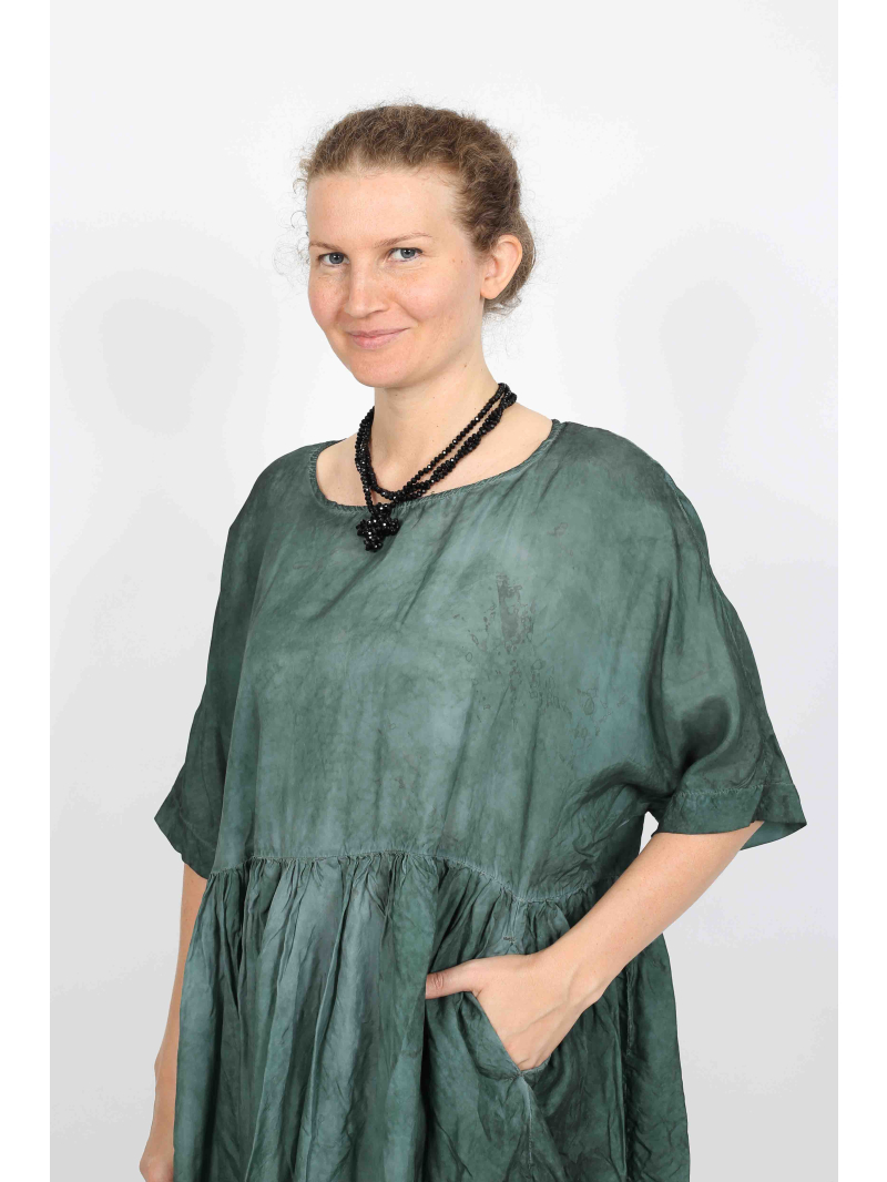Rundholz DIP - Robe oversize en cupro avec fronces et ourlet évasé - 2252470904