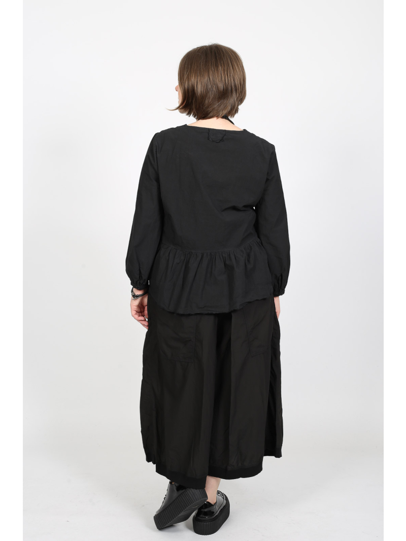 Rundholz DIP - Ausgestellte Baumwollhose mit Kellerfalten und Steppbund - 2252530106