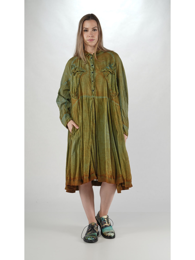 Bois rond DIP - Robe évasée en voile bicolore avec boutons - 2252580904