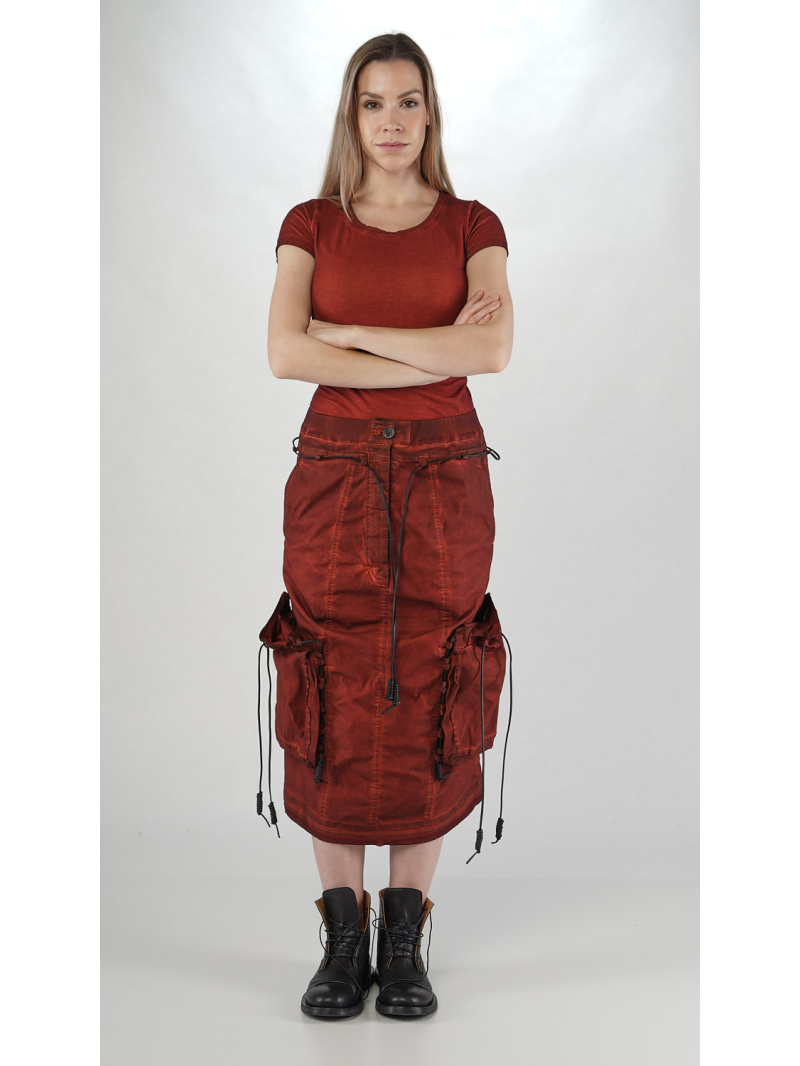 Bois rond DIP - jupe en forme de banane avec bande de cuir et détails surpiqués - 2252600312