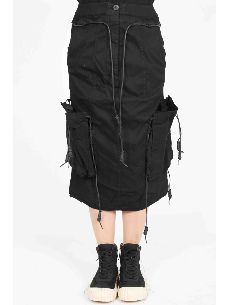 Bois rond DIP - jupe en forme de banane avec bande de cuir et détails surpiqués - 2252600312