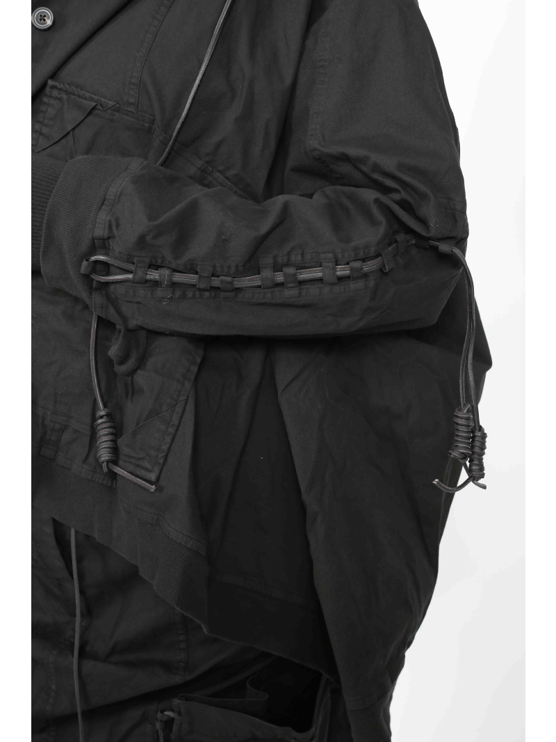 Rundholz DIP - Veste oversize en coton avec laçage en cuir et capuche - 2252601104