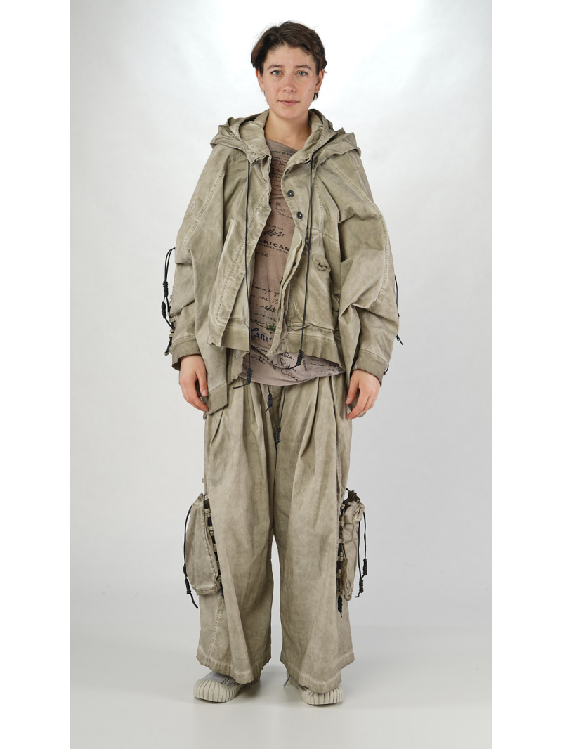 Rundholz DIP - Veste oversize en coton avec laçage en cuir et capuche - 2252601104