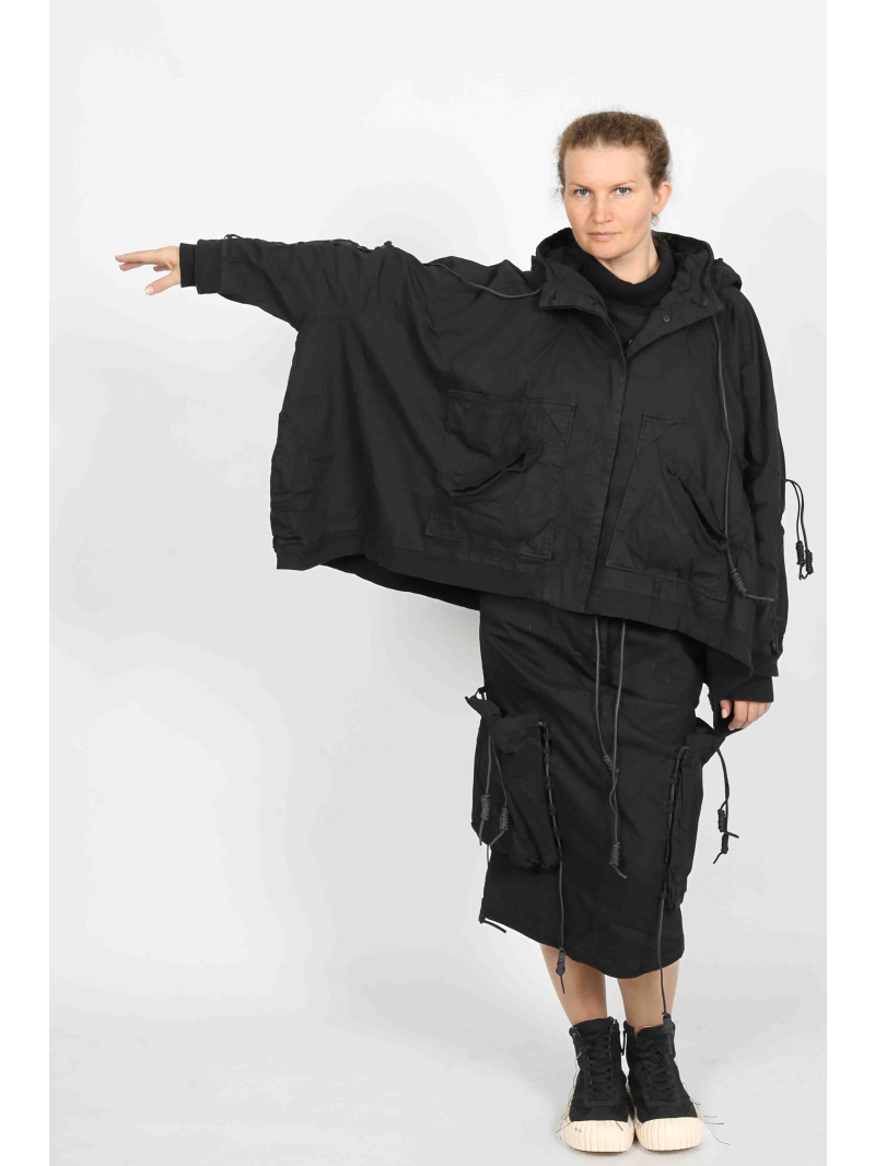 Rundholz DIP - Veste oversize en coton avec laçage en cuir et capuche - 2252601104