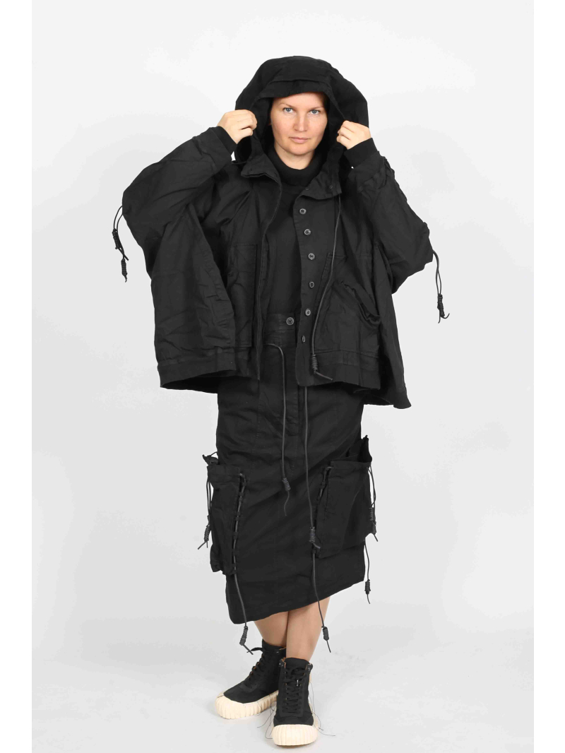 Rundholz DIP - Veste oversize en coton avec laçage en cuir et capuche - 2252601104