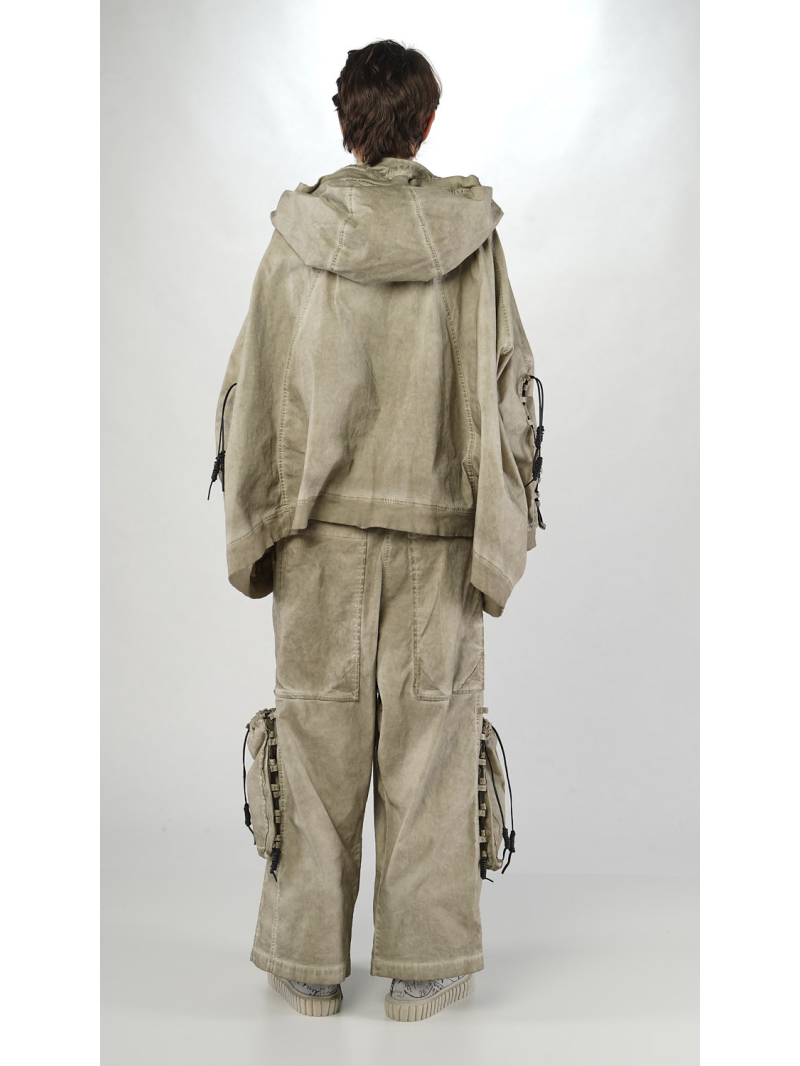 Rundholz DIP - Veste oversize en coton avec laçage en cuir et capuche - 2252601104