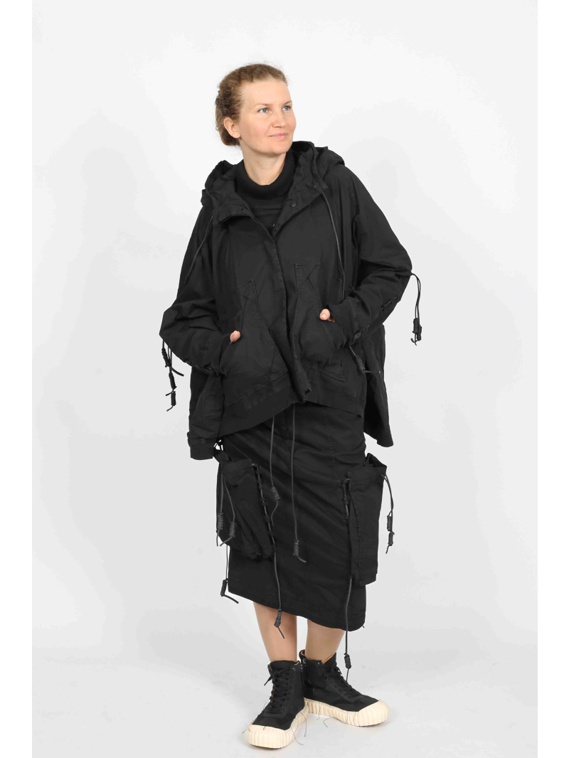 Rundholz DIP - Veste oversize en coton avec laçage en cuir et capuche - 2252601104