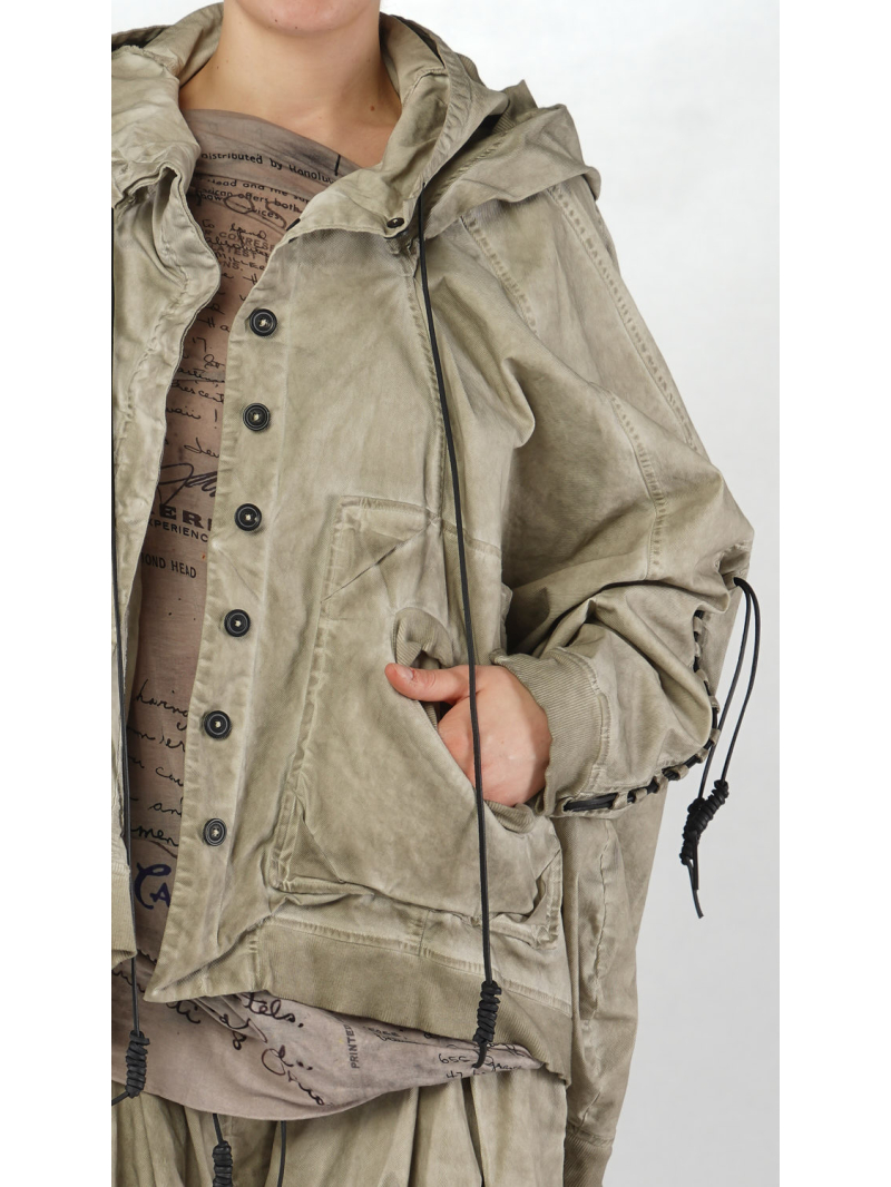 Rundholz DIP - Veste oversize en coton avec laçage en cuir et capuche - 2252601104