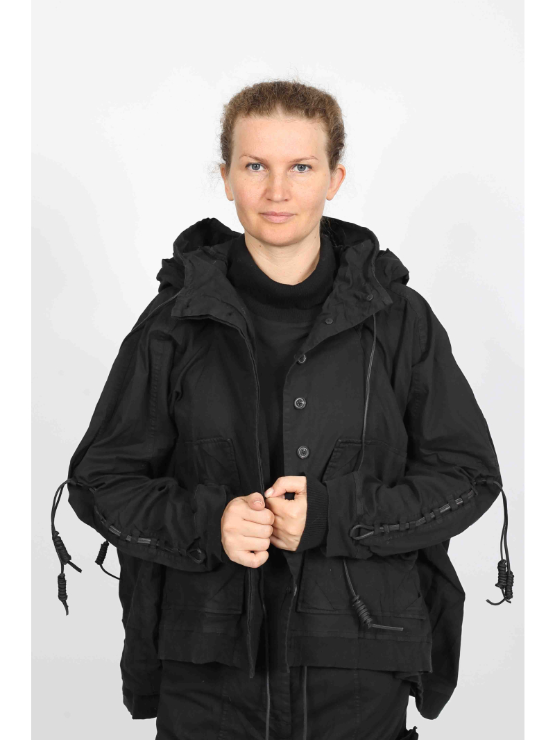 Rundholz DIP - Veste oversize en coton avec laçage en cuir et capuche - 2252601104