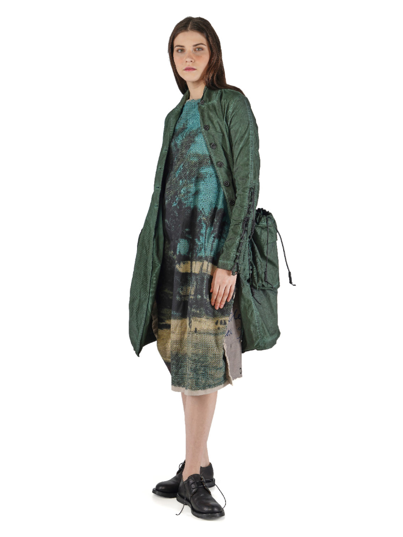 Bois rond DIP - manteau de coton évasé avec laçage en cuir - 2252601208