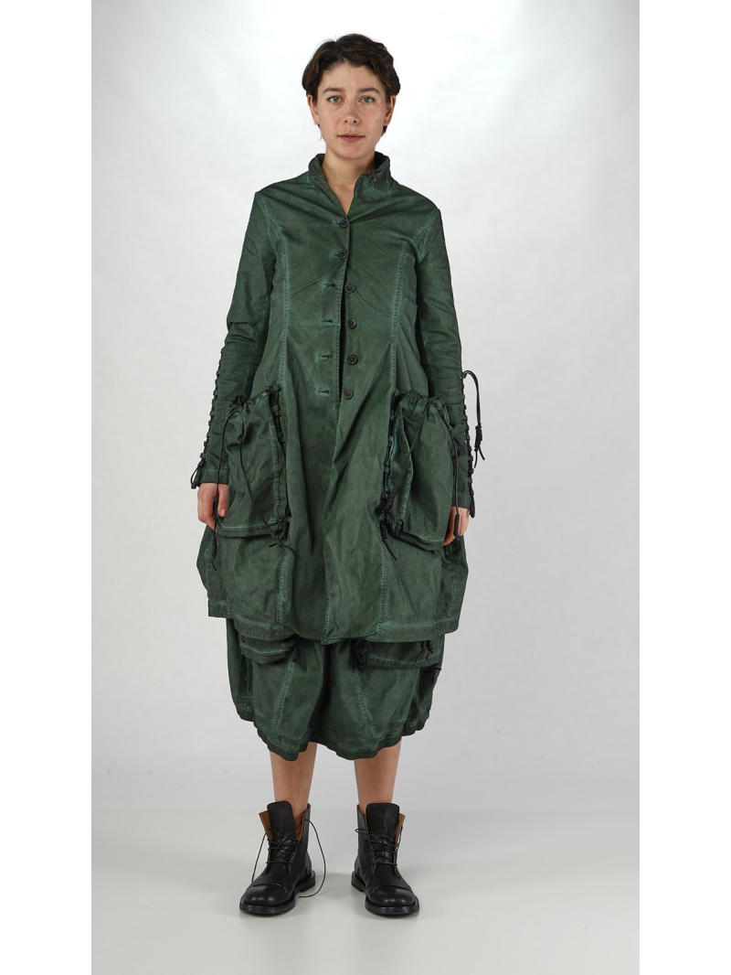 Bois rond DIP - manteau de coton évasé avec laçage en cuir - 2252601208