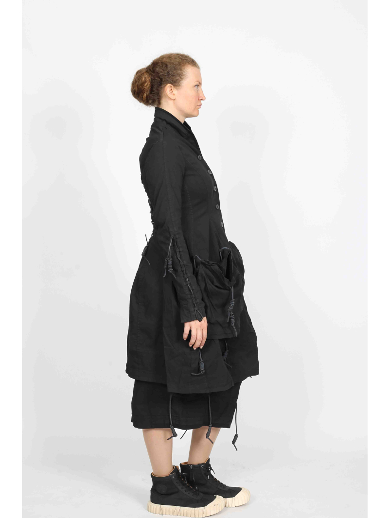 Bois rond DIP - manteau de coton évasé avec laçage en cuir - 2252601208