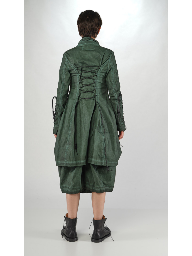 Bois rond DIP - manteau de coton évasé avec laçage en cuir - 2252601208