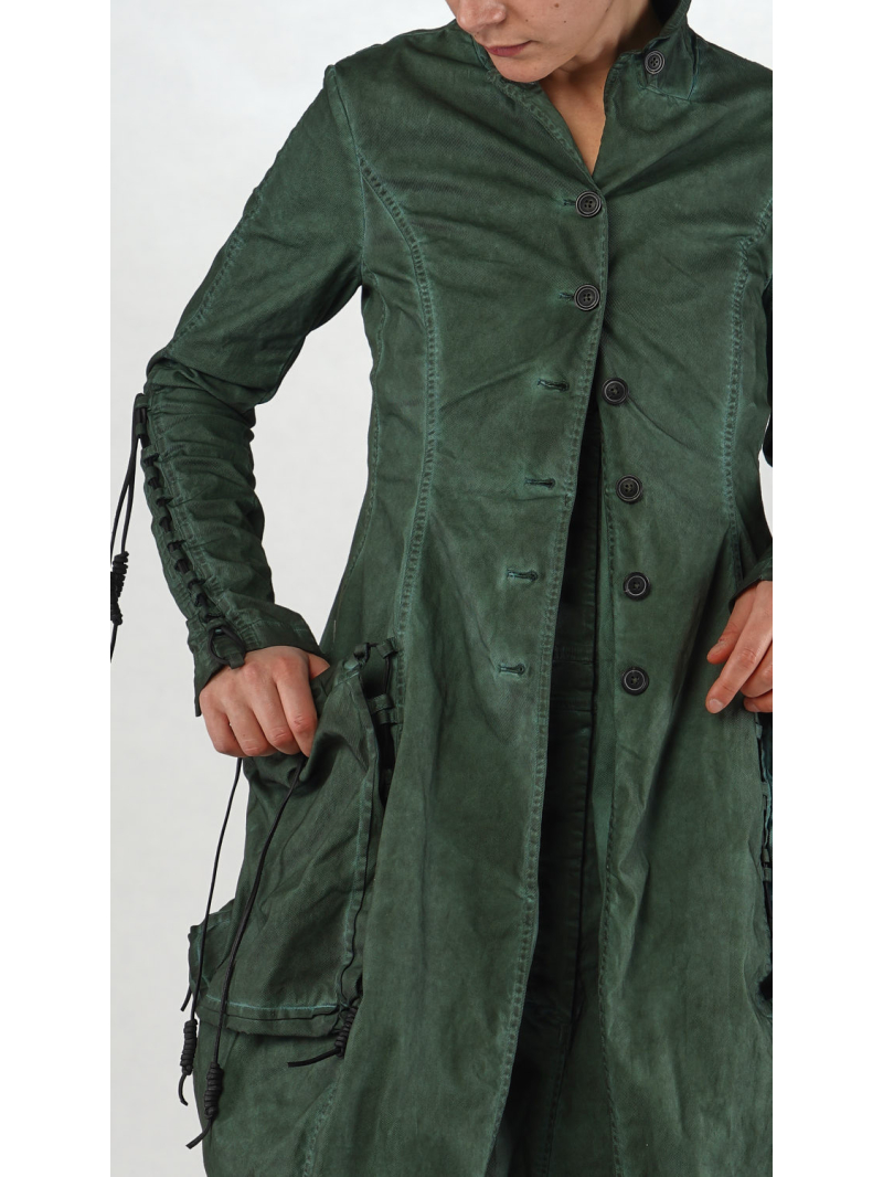 Bois rond DIP - manteau de coton évasé avec laçage en cuir - 2252601208