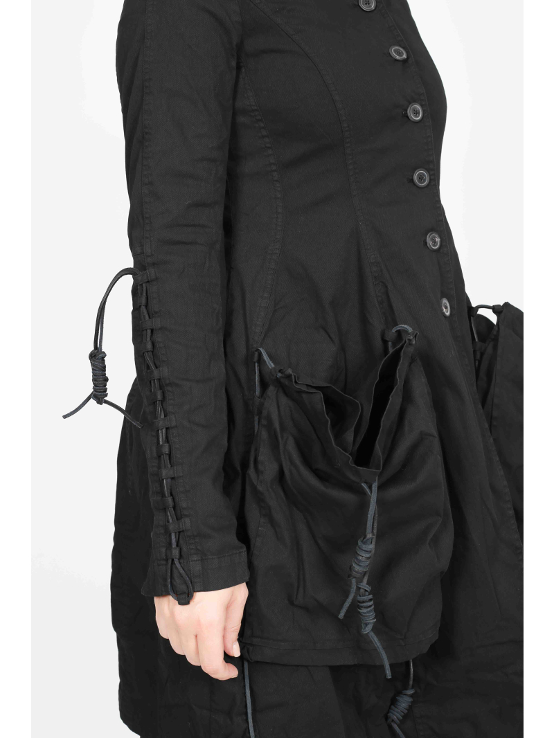 Bois rond DIP - manteau de coton évasé avec laçage en cuir - 2252601208