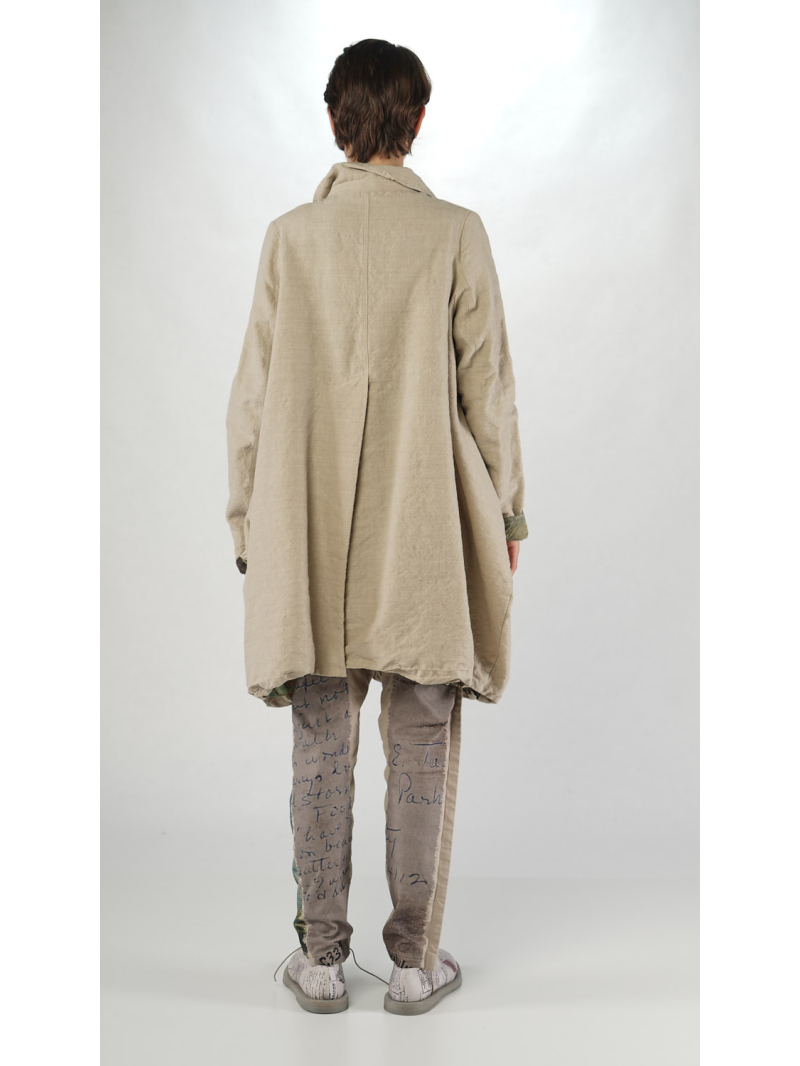 Rundholz DIP - Ausgestellter Leinen Woll Mantel mit Futter mit Allover Print - 2252631206