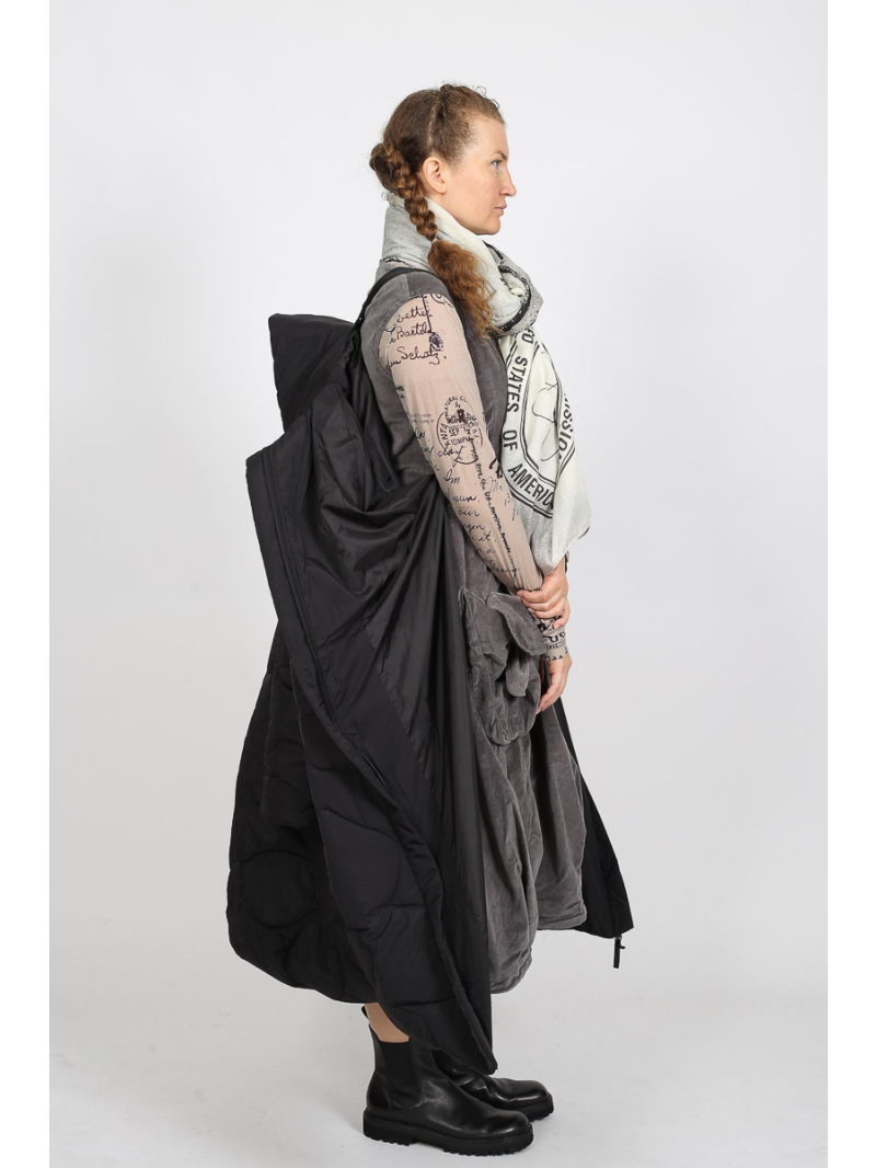 Rundholz Black Label - taillierter Mantel mit wattierter Applikation - 2253191201