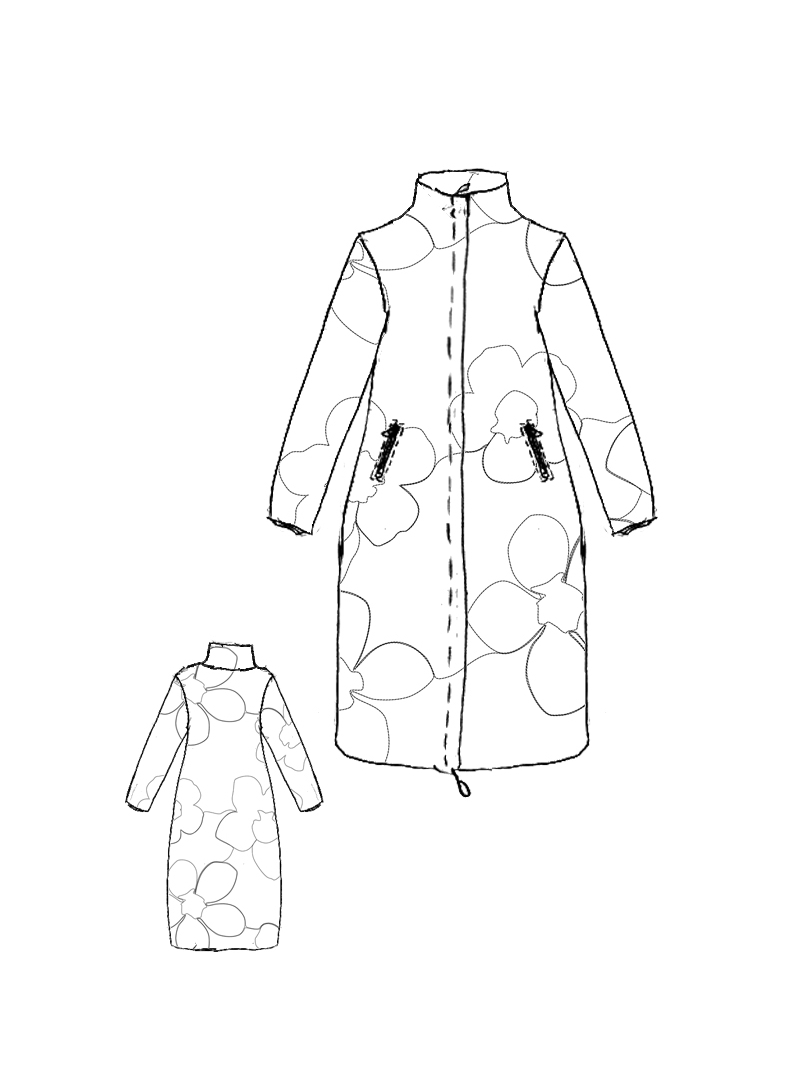 Rundholz Black Label - taillierter Mantel mit wattierter Applikation - 2253191201