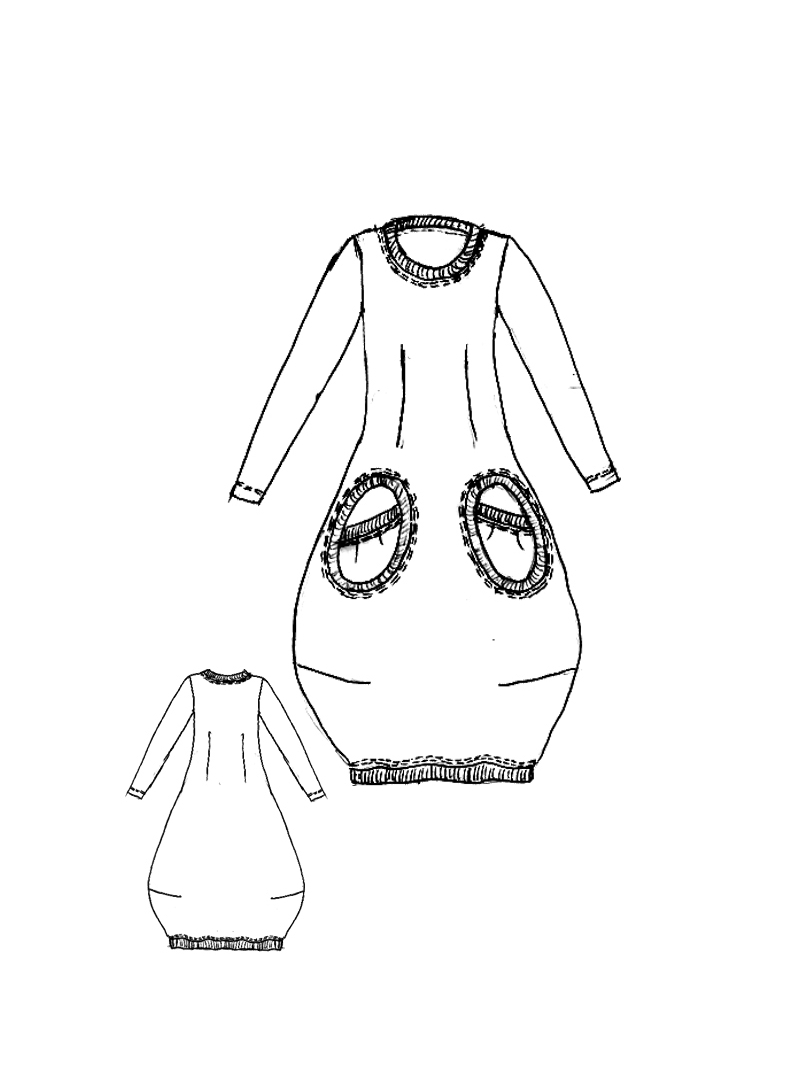 Rundholz Black Label - Ballonförmiges Baumwollkleid mit Offener Schnittkante - 2253250907