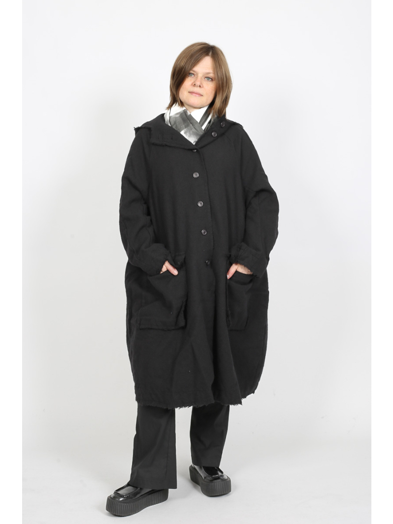 Rundholz Black Label - Oversize Fransenmantel mit Kapuze von Black Label - 2253281203