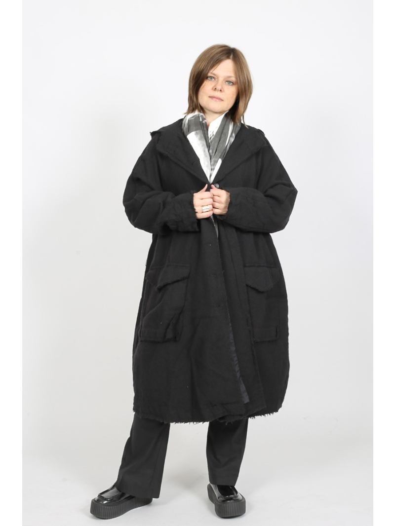 Rundholz Black Label - Oversize Fransenmantel mit Kapuze von Black Label - 2253281203