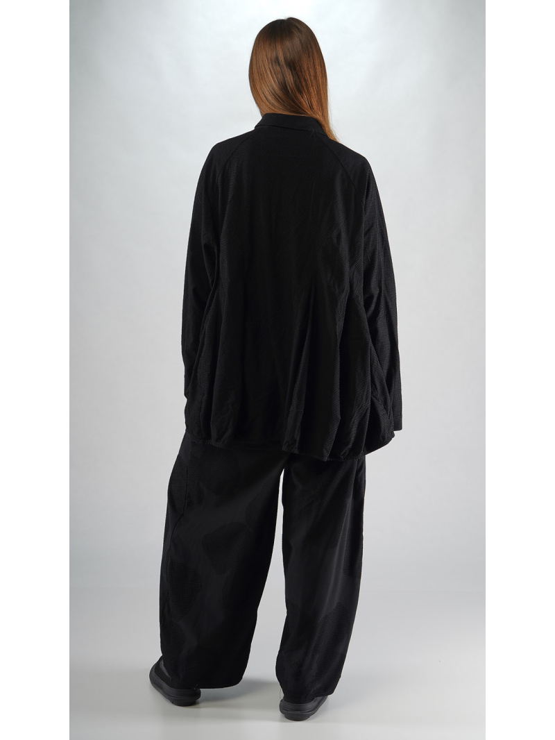 Rundholz Black Label - schwarze Jacke mit Flockdruck und Reverskragen - 2253391113