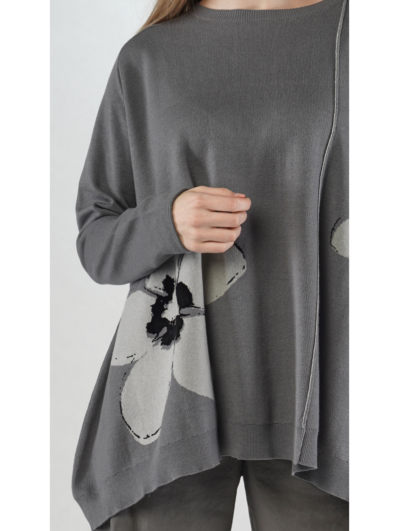 Rundholz Black Label - Oversize Strick Pullover mit Jaquard Blumen - 2253590702