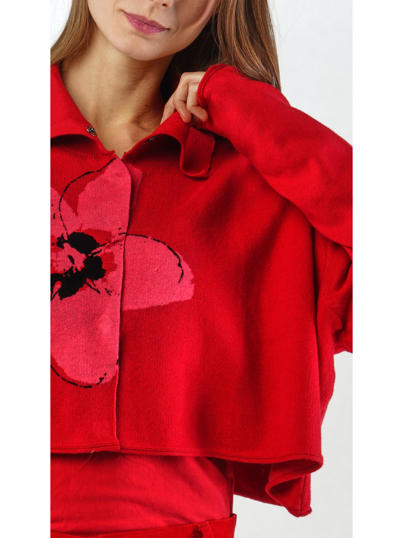 Rundholz Black Label - Kurze Strickjacke mit Jaquard Blume - 2253597103