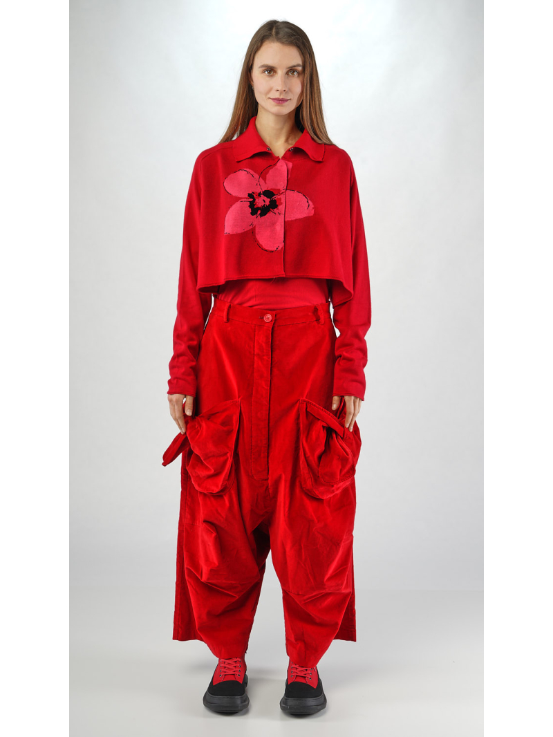 Rundholz Black Label - Kurze Strickjacke mit Jaquard Blume - 2253597103