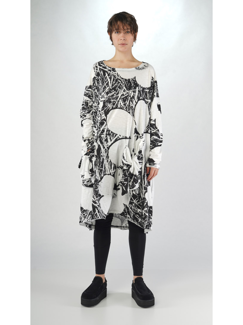 Rundholz Black Label - Ballonförmiges Baumwoll Slubjersey Kleid mit Schleifentaschen - 2253640903
