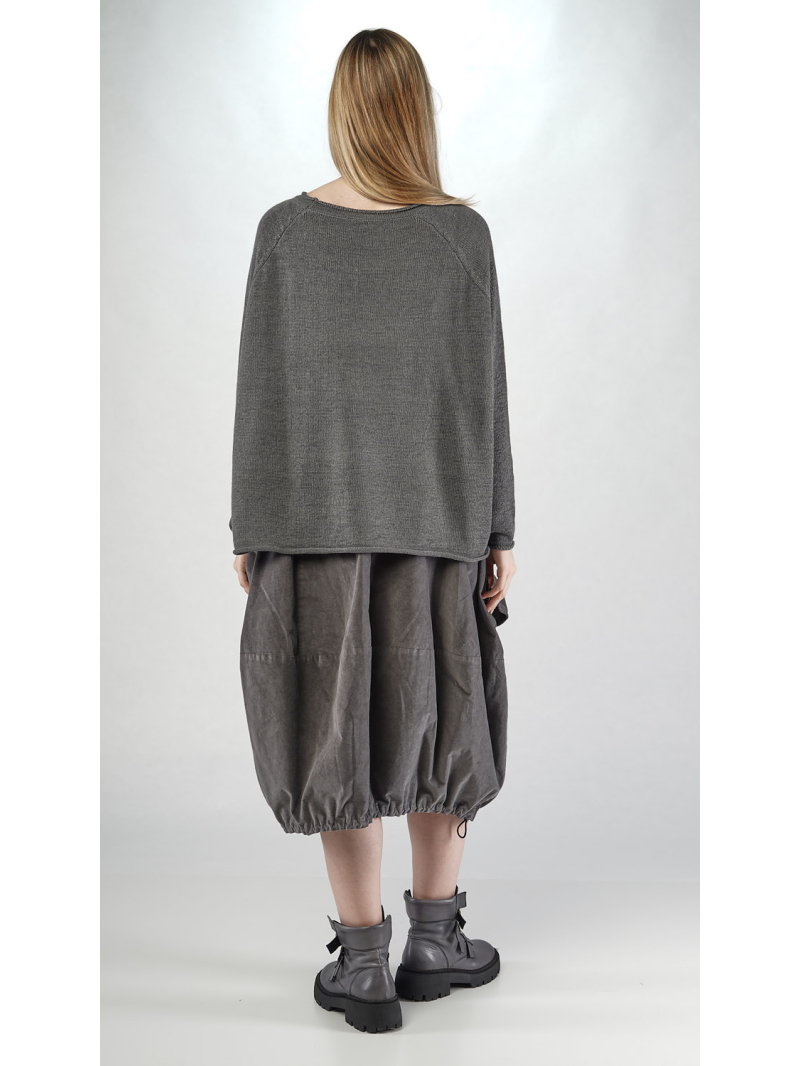 Rundholz Black Label - Hüftlanger Leinen Strick Pullover mit Platziertem Flock Druck - 2253720703